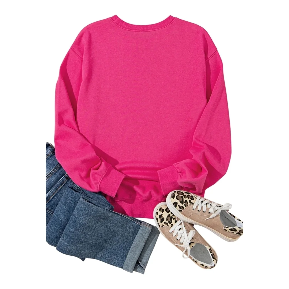 ROUNDTABLE INJ. - Soft Strawberry Pink Heart Pattern Sweatshirt - Picture 3 of 13